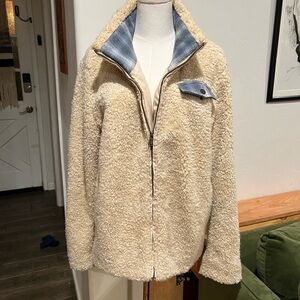 Pendleton Cream Sherpa Jacket with Blue Accents
